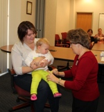 Infant being immunized